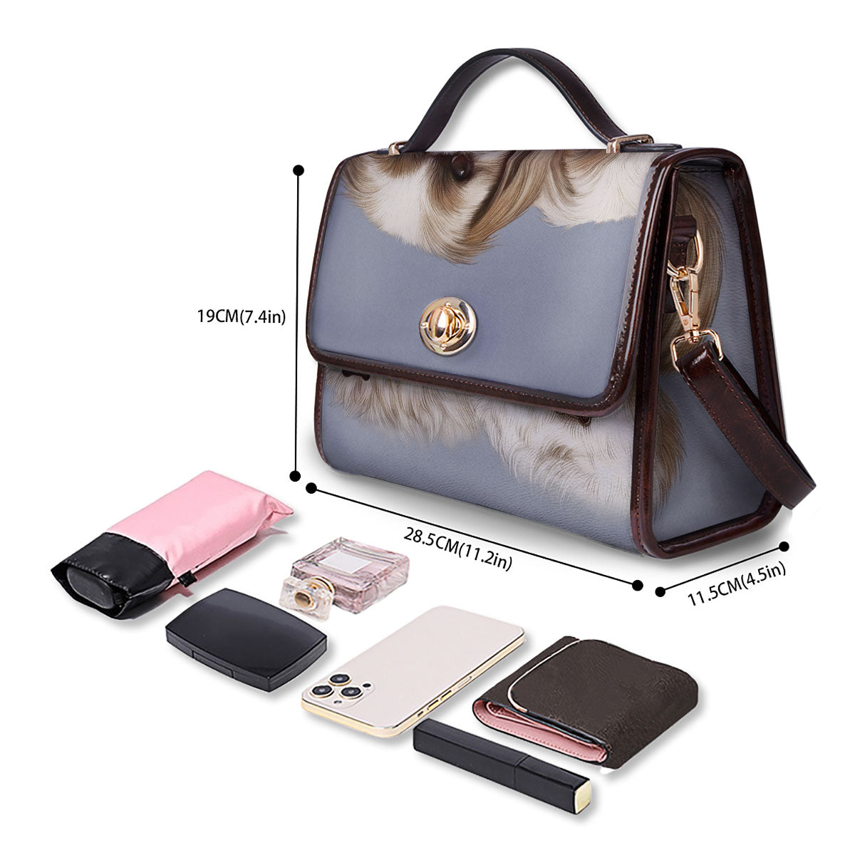 Portrait Shih Tzu Print Women's Satchel Bag - Image 4