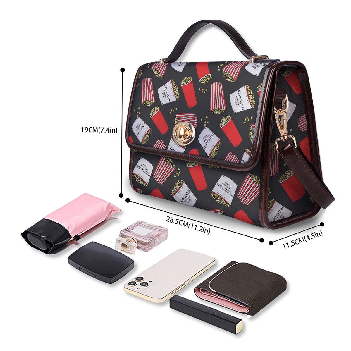 Popcorn Box Print Pattern Women's Satchel Bag - Image 4