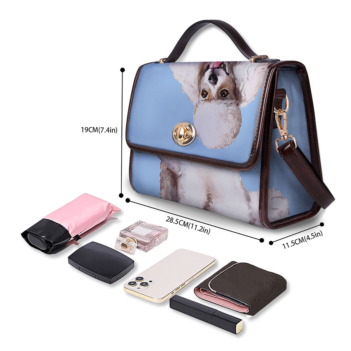 Portrait Poodle Print Women's Satchel Bag - Image 4