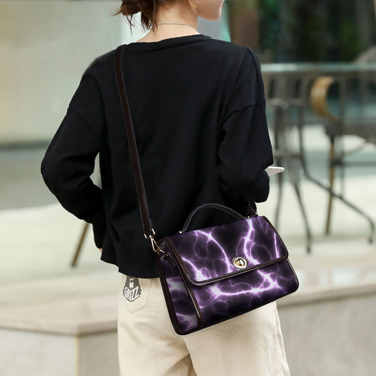 Chain Lightning Print Women's Satchel Bag - Image 3