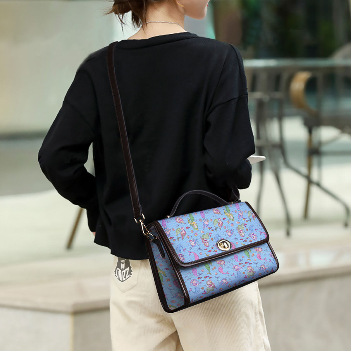 Cartoon Mermaid Print Pattern Women's Satchel Bag - Image 3