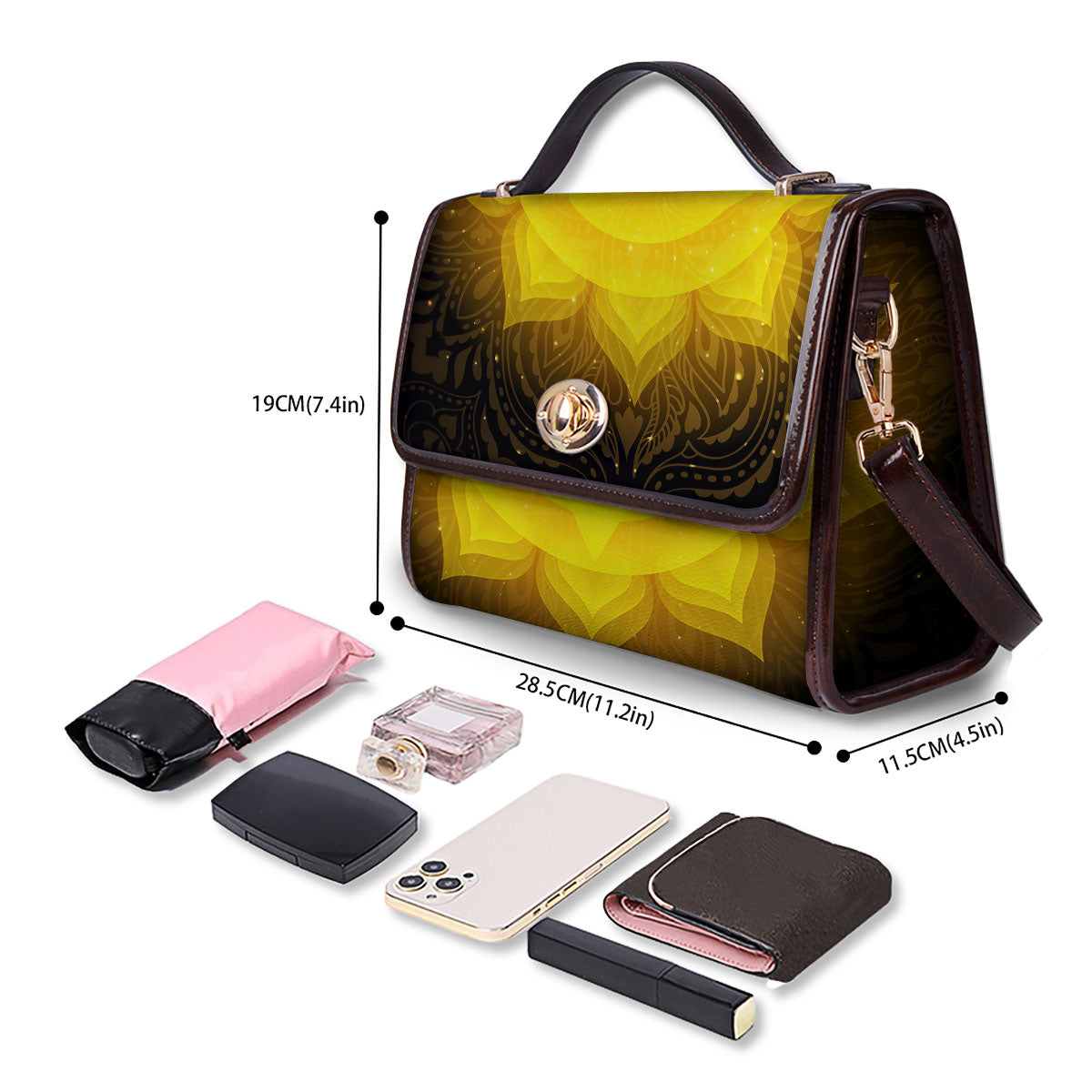 Chakra Manipura Mandala Print Women's Satchel Bag - Image 4