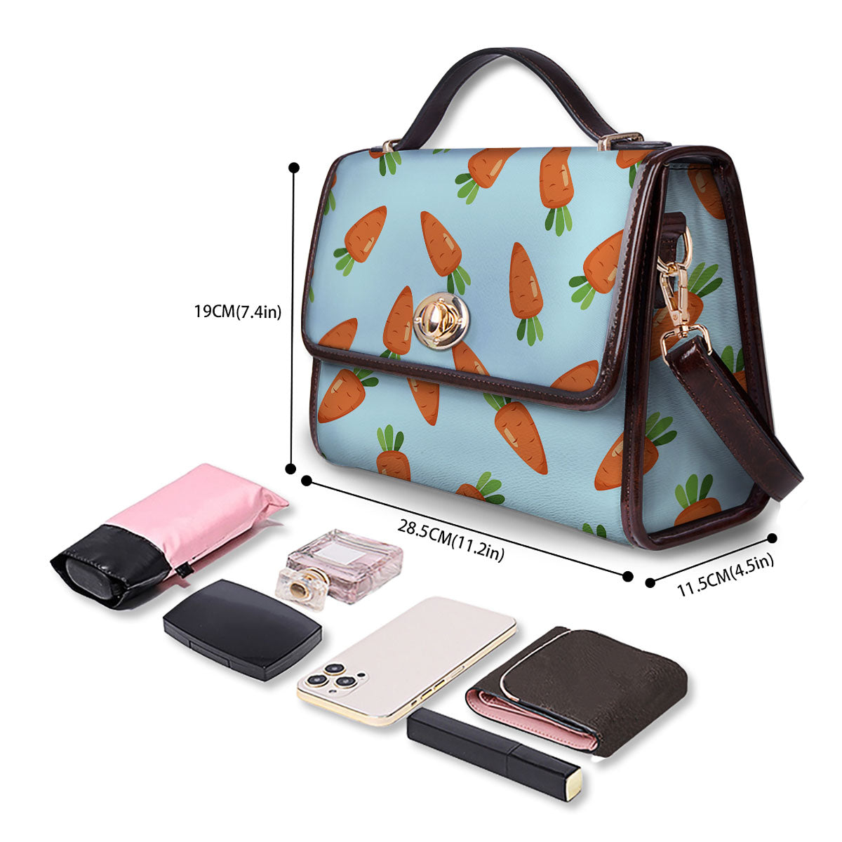 Carrot Print Pattern Women's Satchel Bag - Image 4
