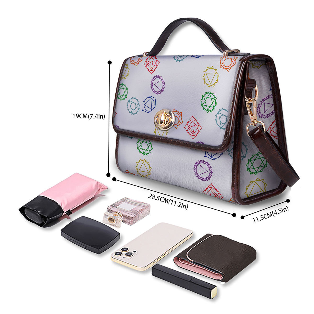 Chakra Manipura Print Pattern Women's Satchel Bag - Image 4
