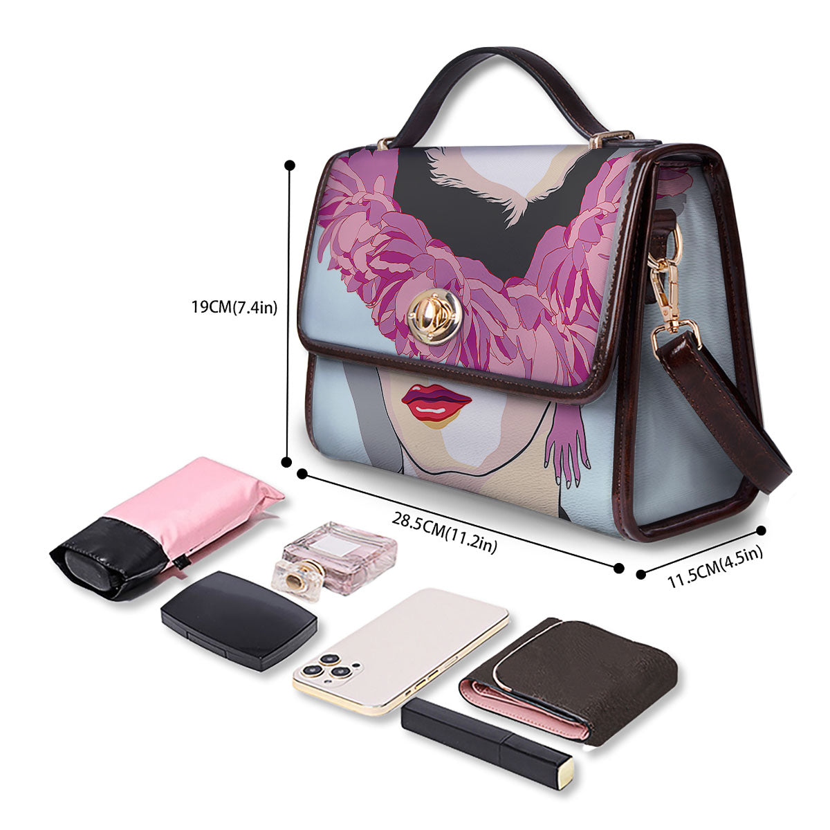 Carmen Frida Kahlo Magdalena Print Women's Satchel Bag - Image 4