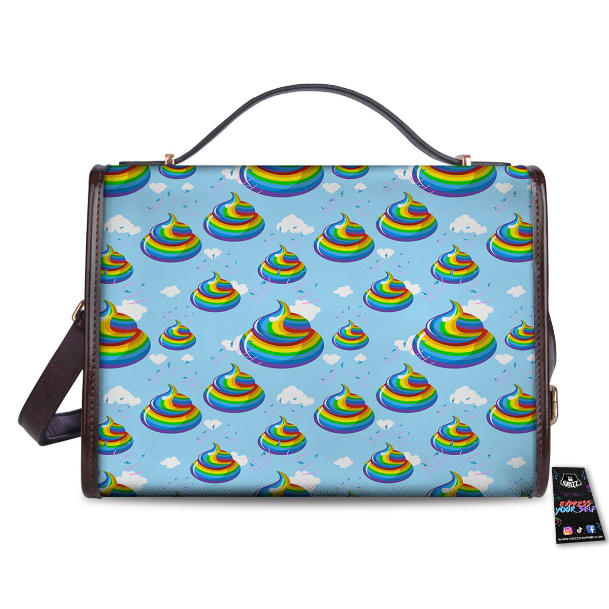 Poop Rainbow Print Pattern Women's Satchel Bag - Image 2