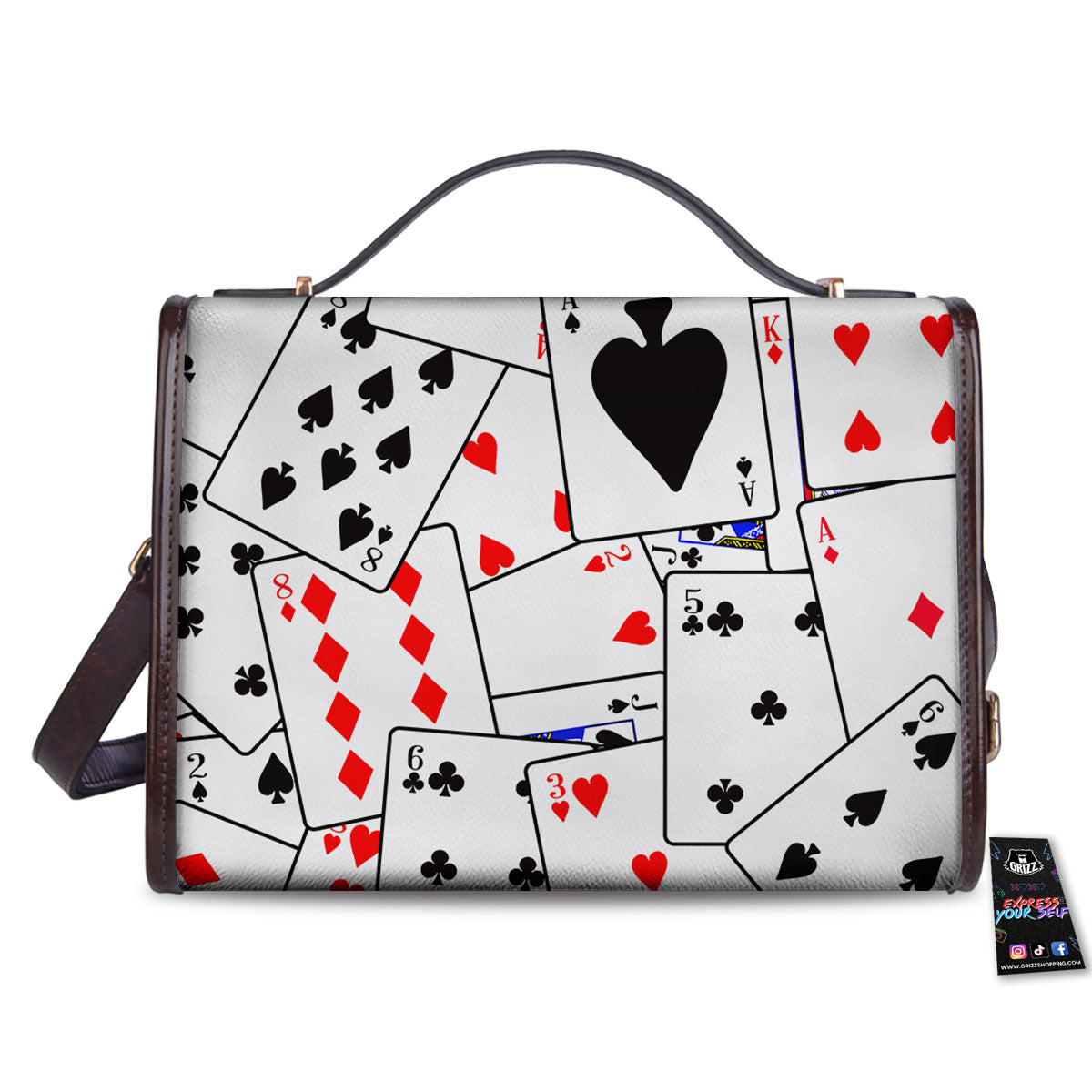 Playing Card Suits Black And Red Print Women's Satchel Bag - Image 2