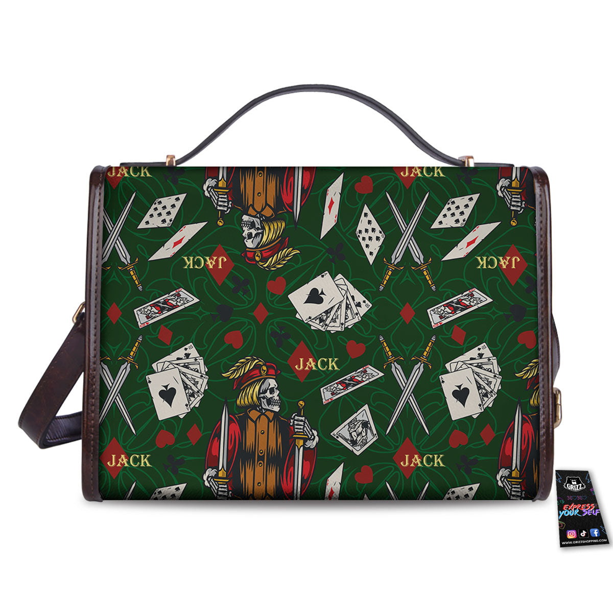 Playing Card Suits Poker Print Pattern Women's Satchel Bag - Image 2