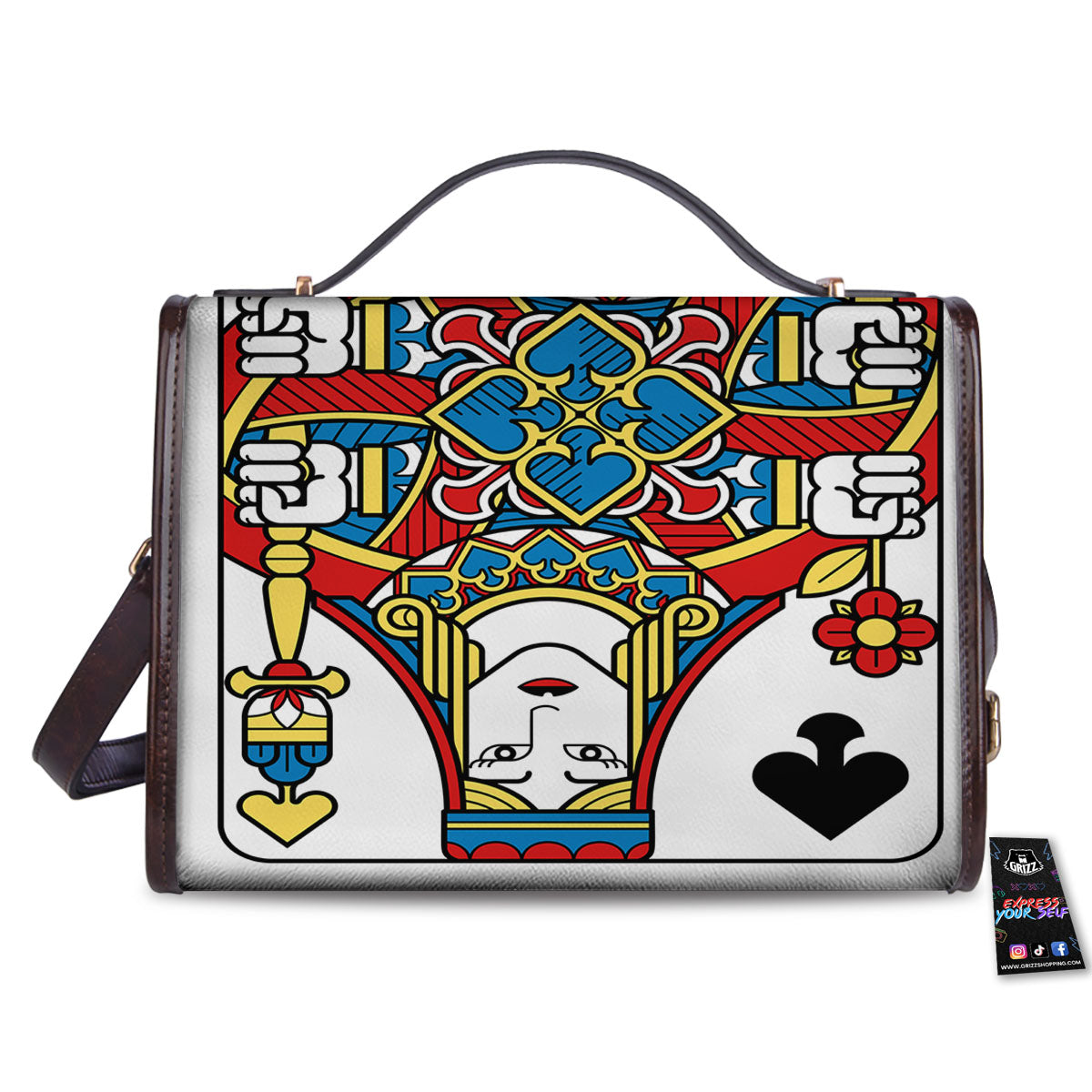 Playing Card Queen Of Spades Print Women's Satchel Bag - Image 2
