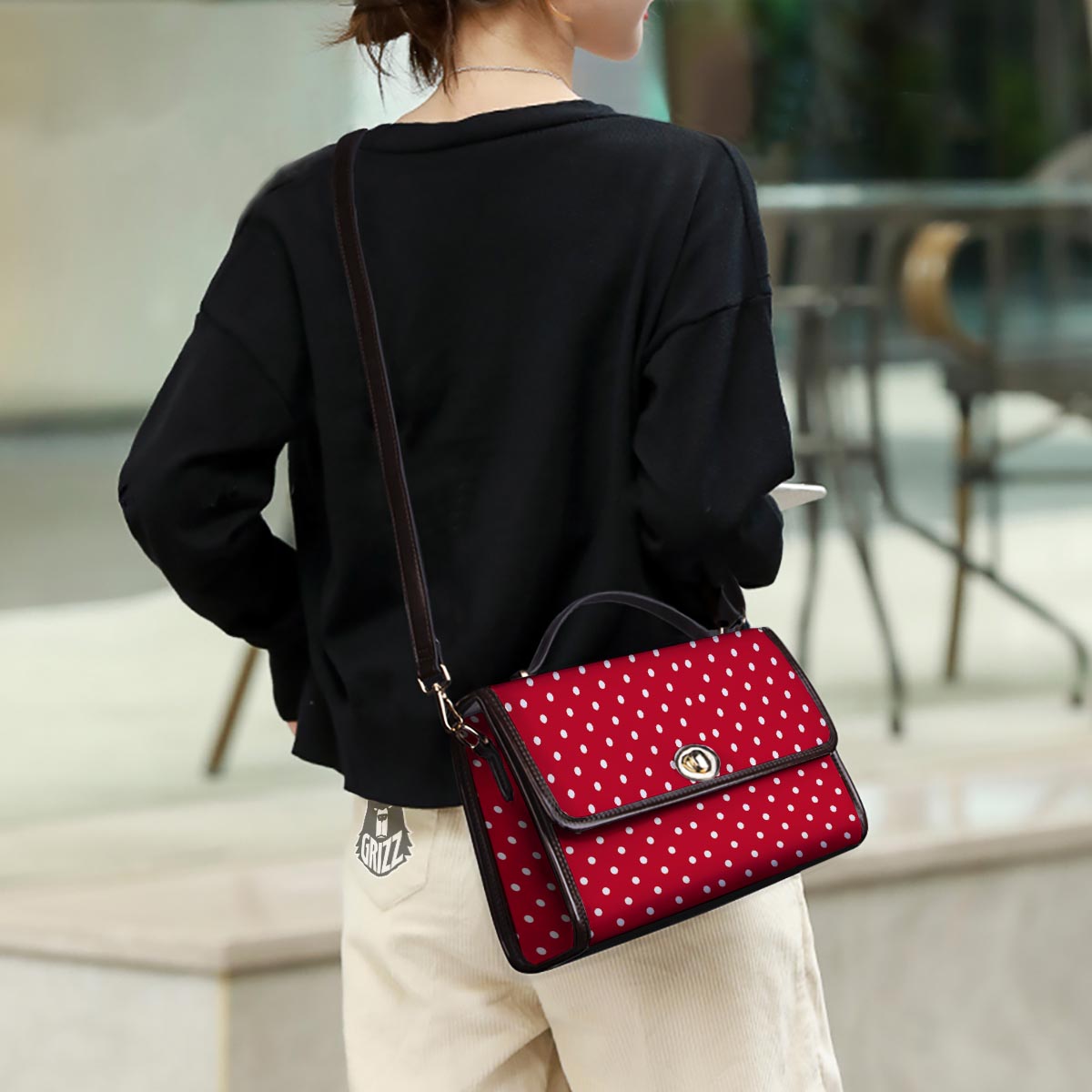 Polka Dot White And Red Print Pattern Women's Satchel Bag - Image 3