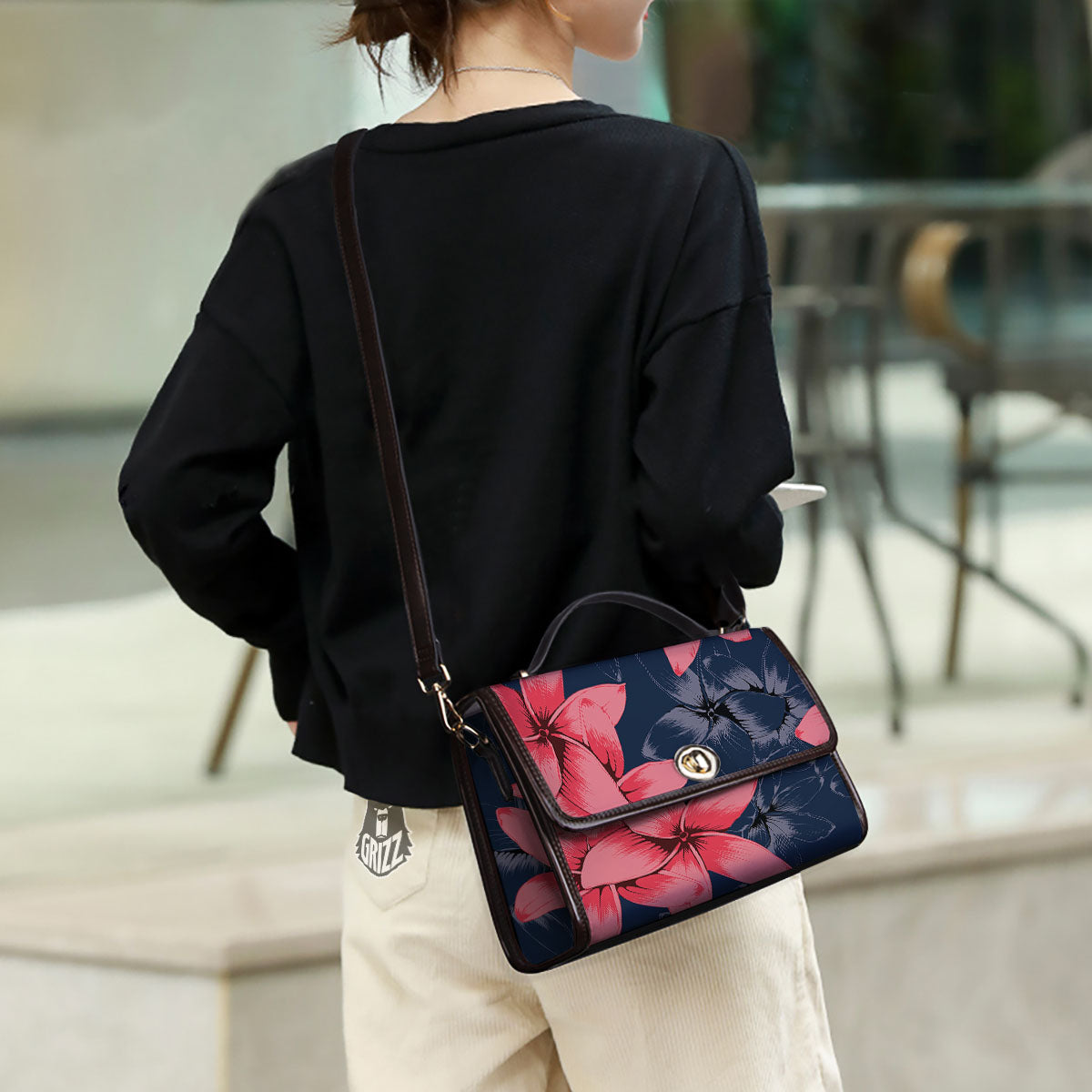 Plumeria Flower Pink Print Women's Satchel Bag - Image 3