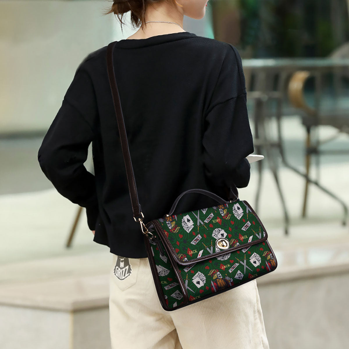 Playing Card Suits Poker Print Pattern Women's Satchel Bag - Image 3
