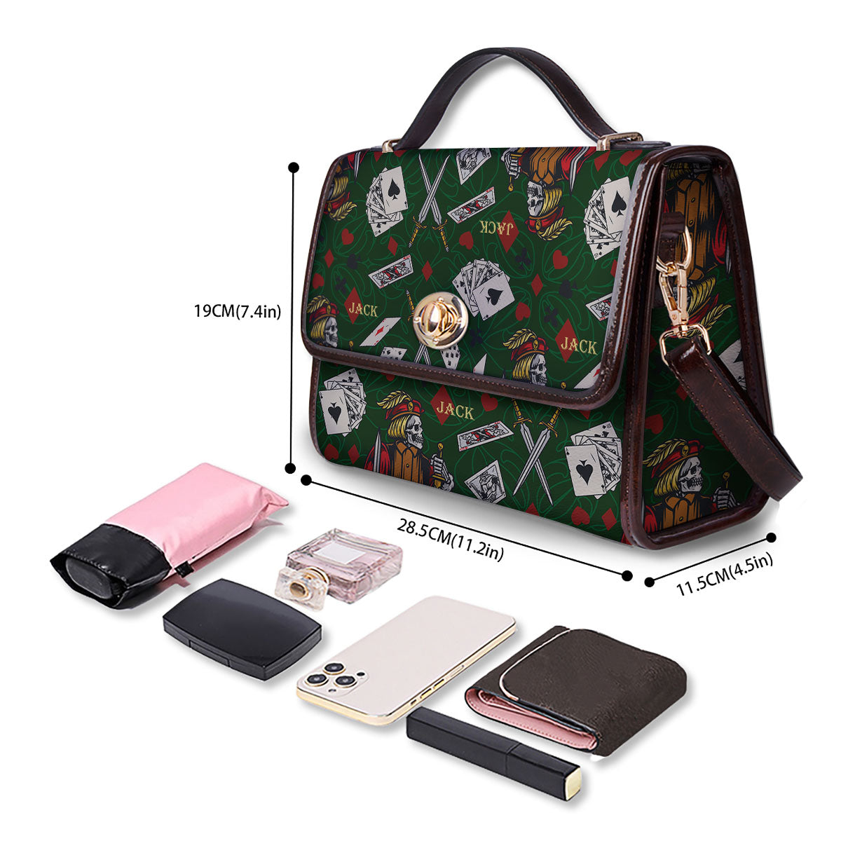 Playing Card Suits Poker Print Pattern Women's Satchel Bag - Image 4