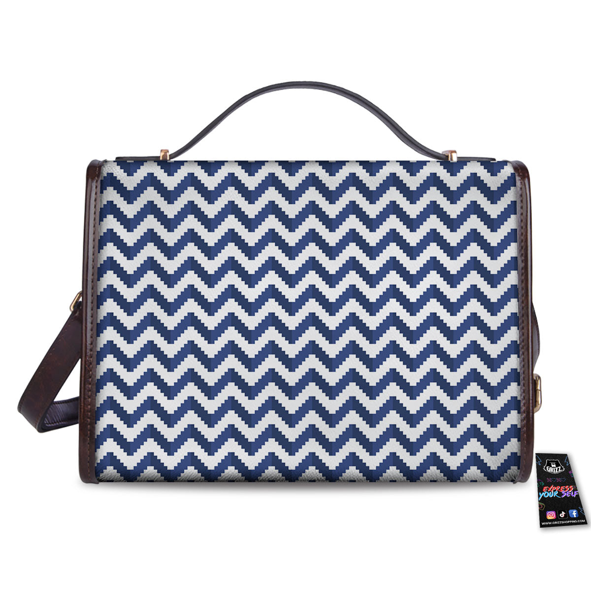 Pixel Zigzag Print Pattern Women's Satchel Bag - Image 2