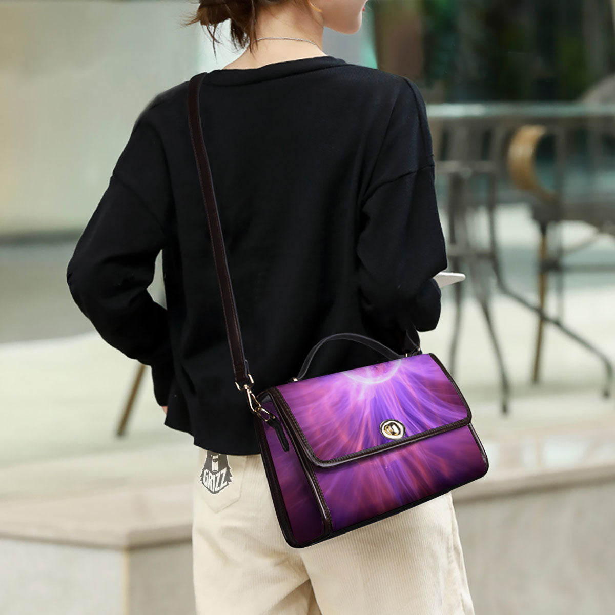 Plasma Ball Purple Print Women's Satchel Bag - Image 3