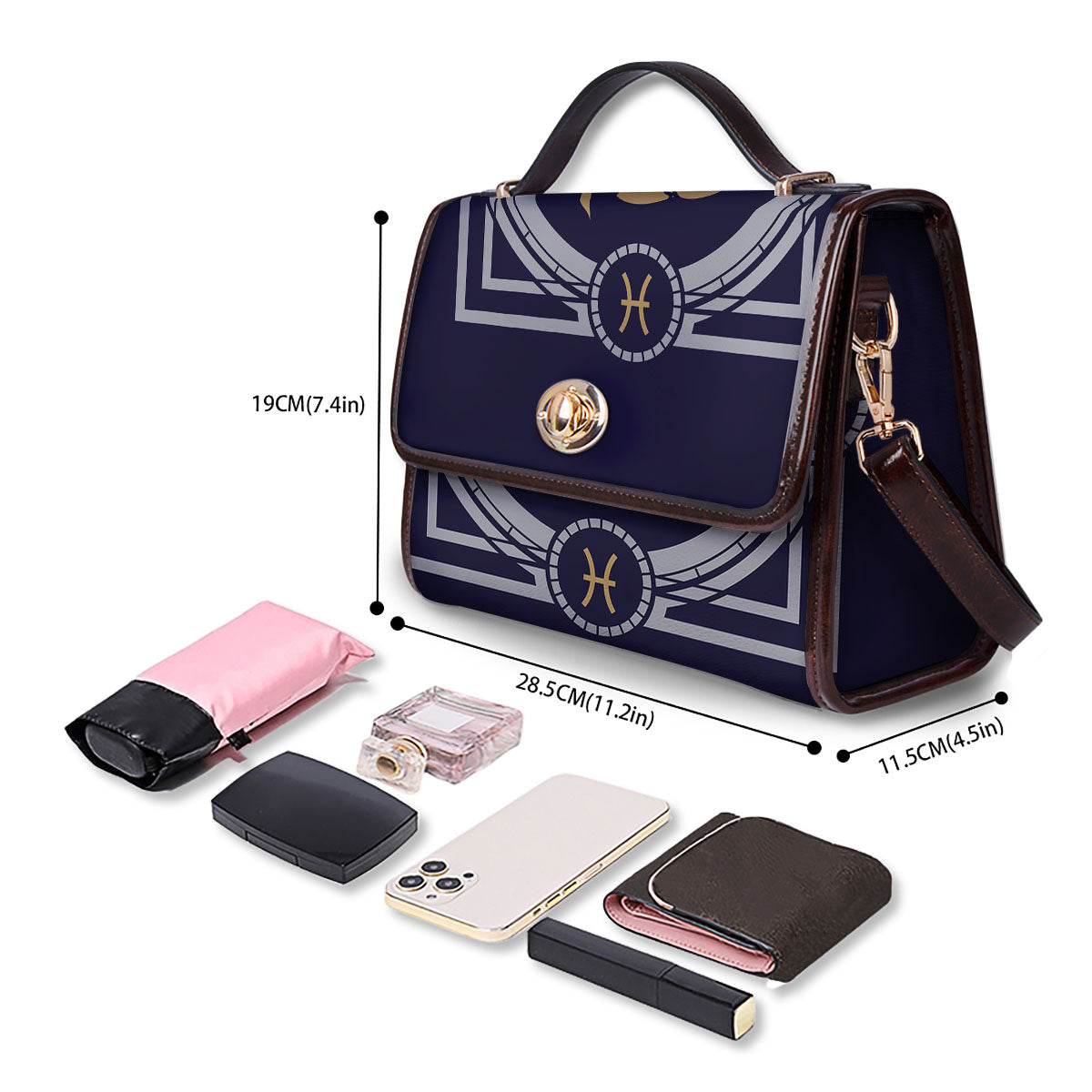 Pisces Sign Horoscope Print Women's Satchel Bag - Image 4