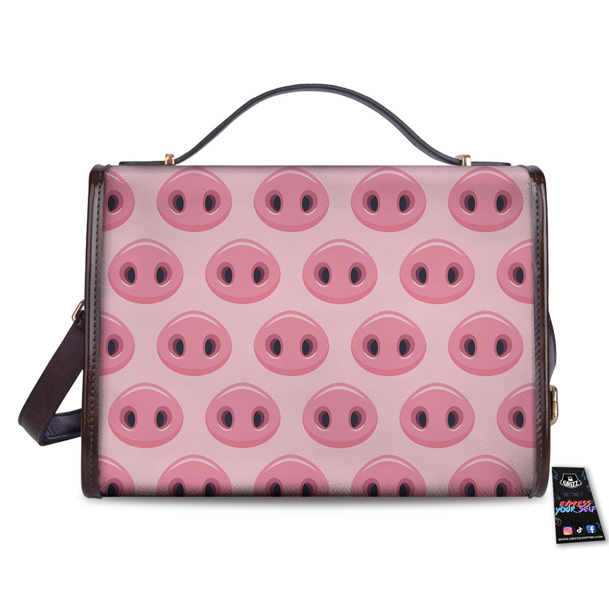 Pig Nose Pink Print Pattern Women's Satchel Bag - Image 2