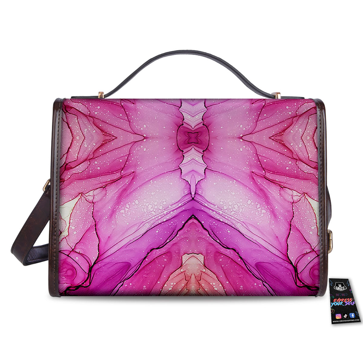 Pink Kaleidoscope Print Women's Satchel Bag - Image 2