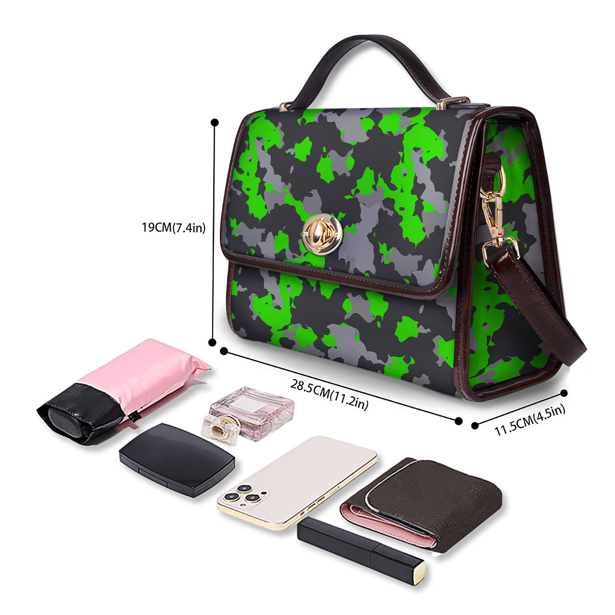 Camouflage Neon Print Women's Satchel Bag - Image 4