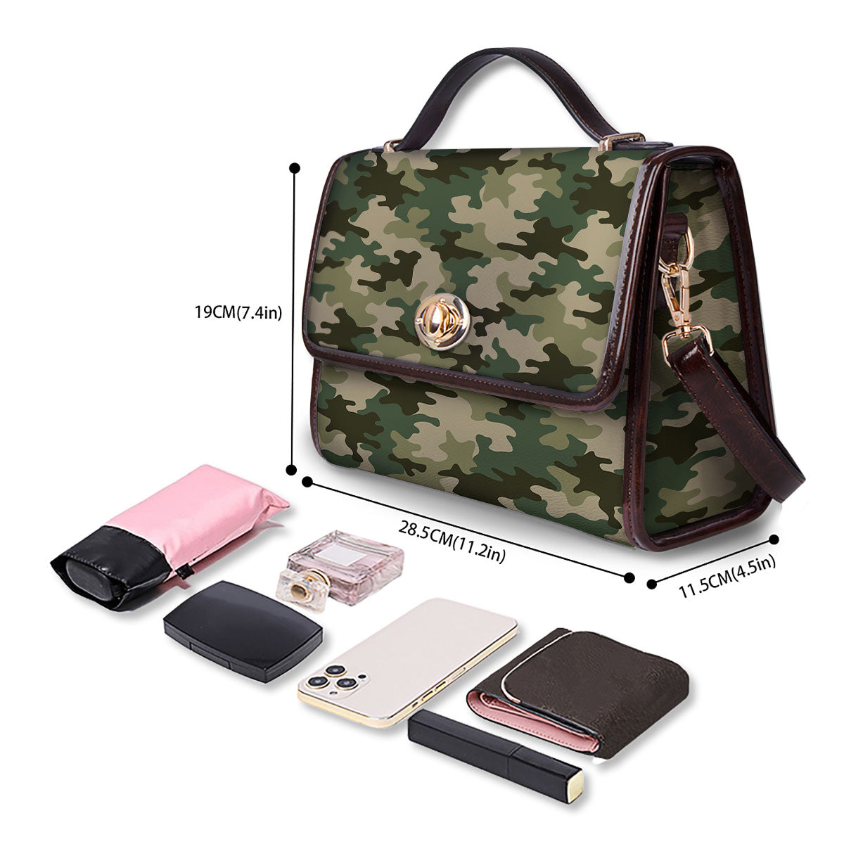 Camouflage Military Green Print Women's Satchel Bag - Image 4