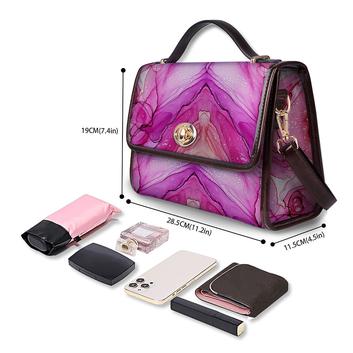 Pink Kaleidoscope Print Women's Satchel Bag - Image 4