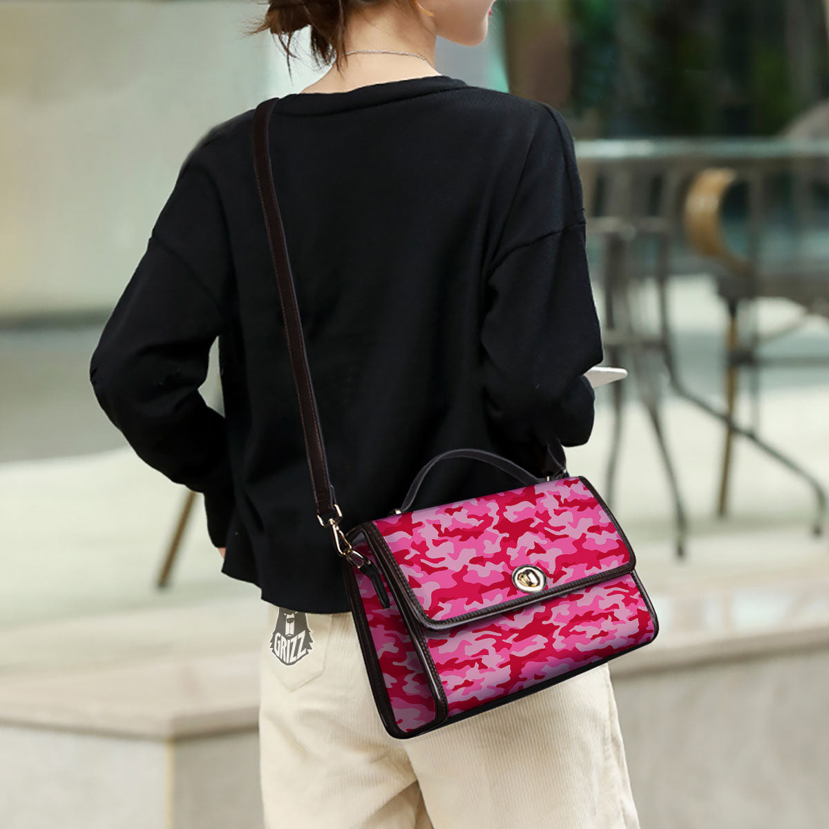 Camouflage Hot Pink Print Women's Satchel Bag - Image 3