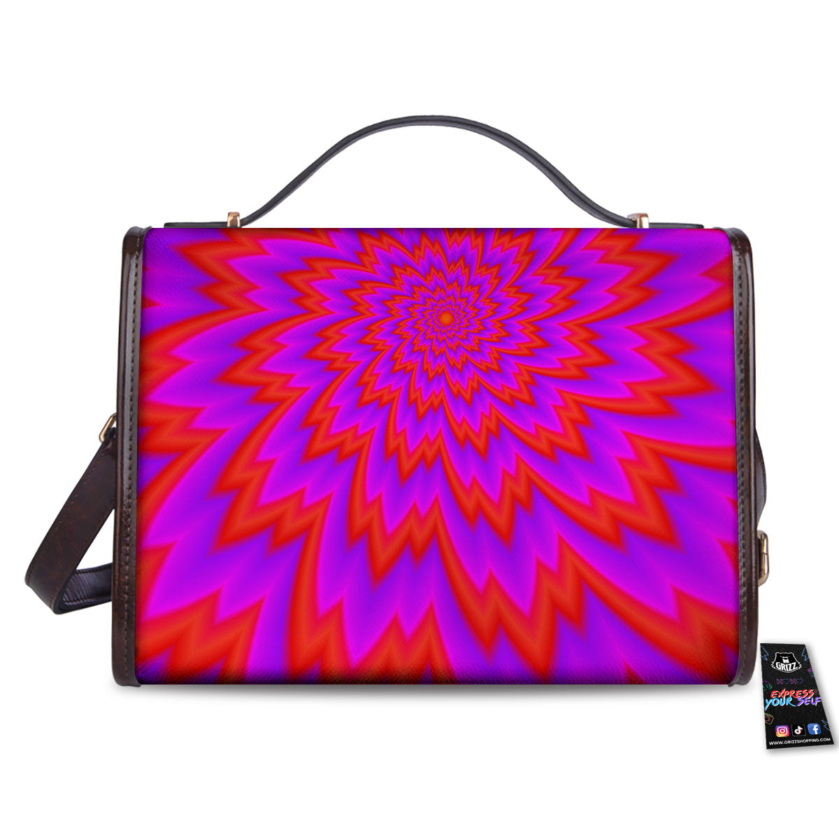 Optical Illusion Spiky Psychedelic Women's Satchel Bag - Image 2