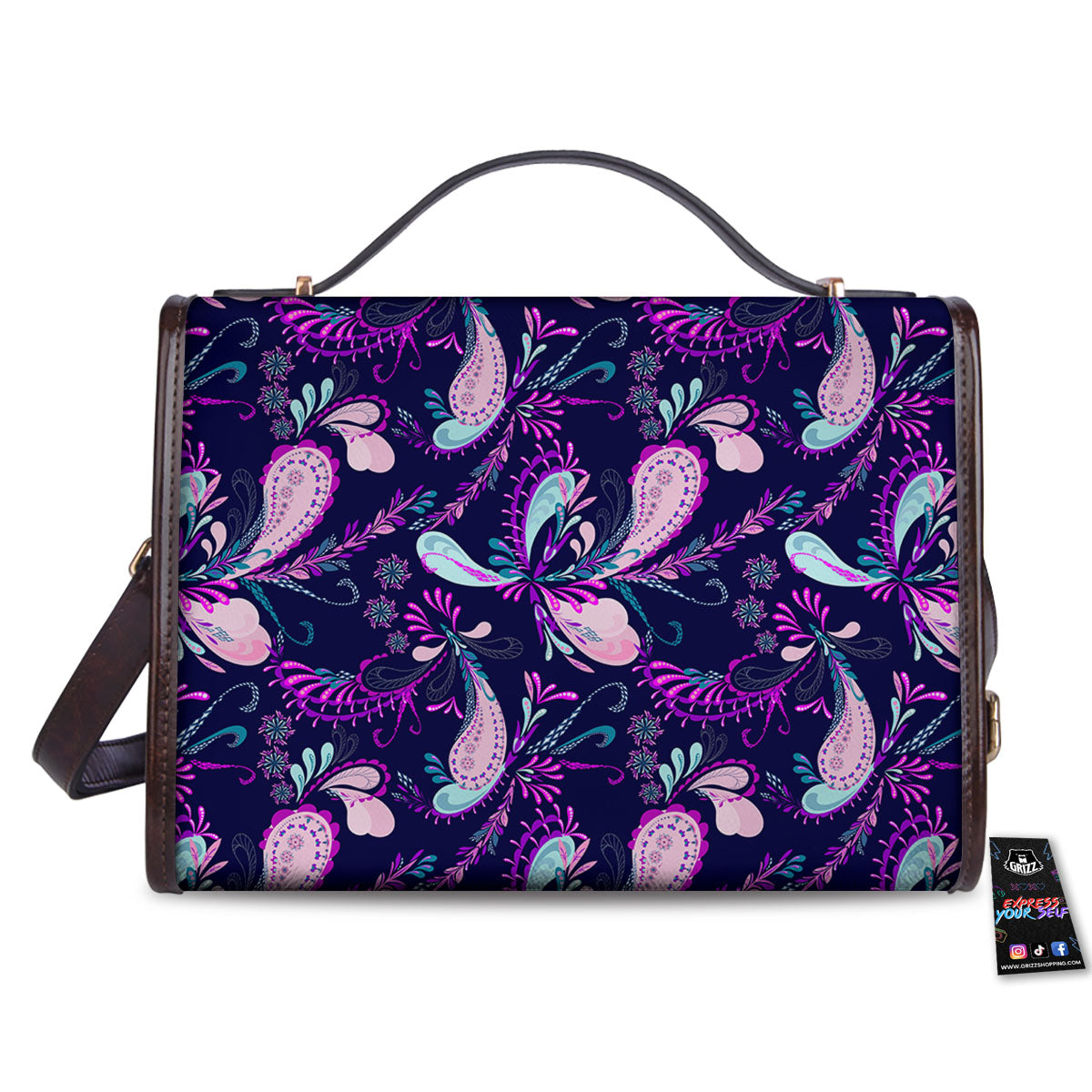 Paisley Pink And Purple Print Pattern Women's Satchel Bag - Image 2