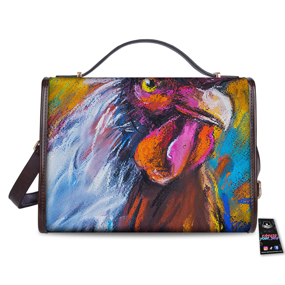 Painting Rooster Print Women's Satchel Bag - Image 2