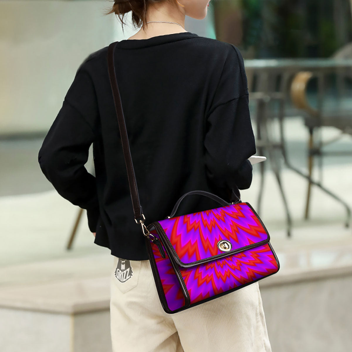 Optical Illusion Spiky Psychedelic Women's Satchel Bag - Image 3