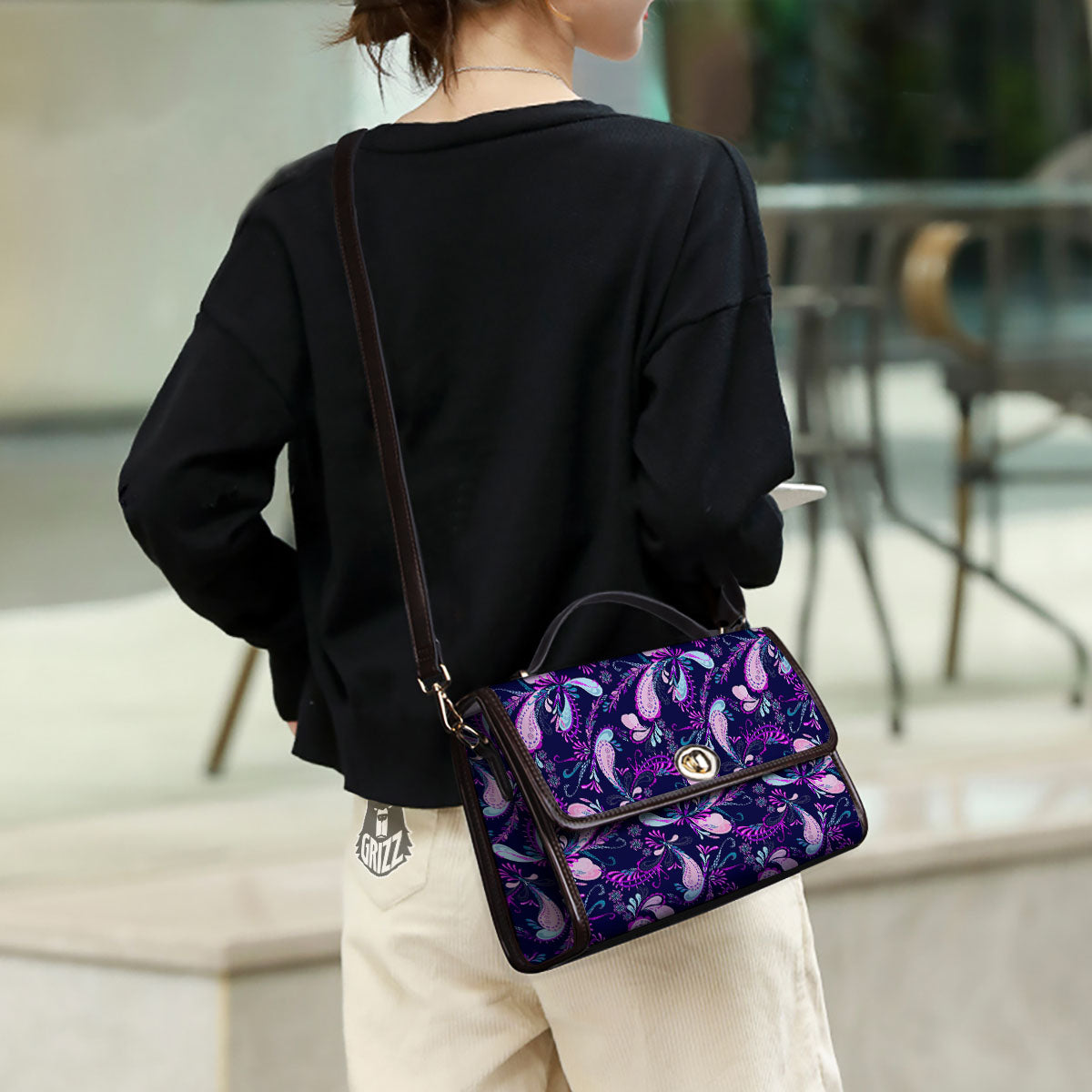 Paisley Pink And Purple Print Pattern Women's Satchel Bag - Image 3