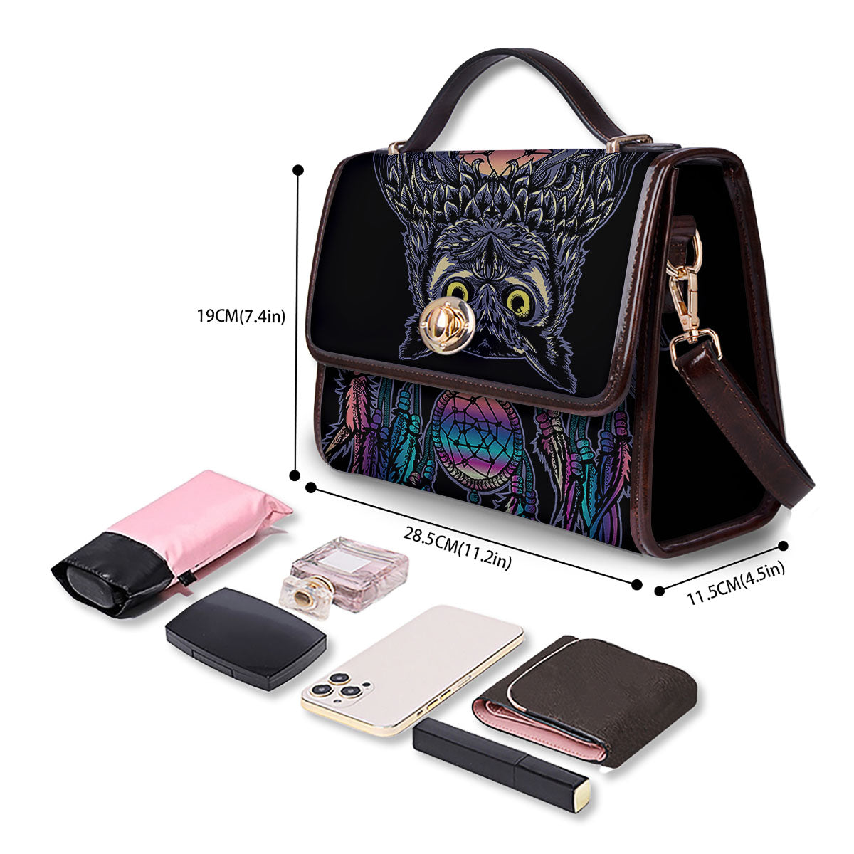Owl With Dreamcatcher Print Women's Satchel Bag - Image 4