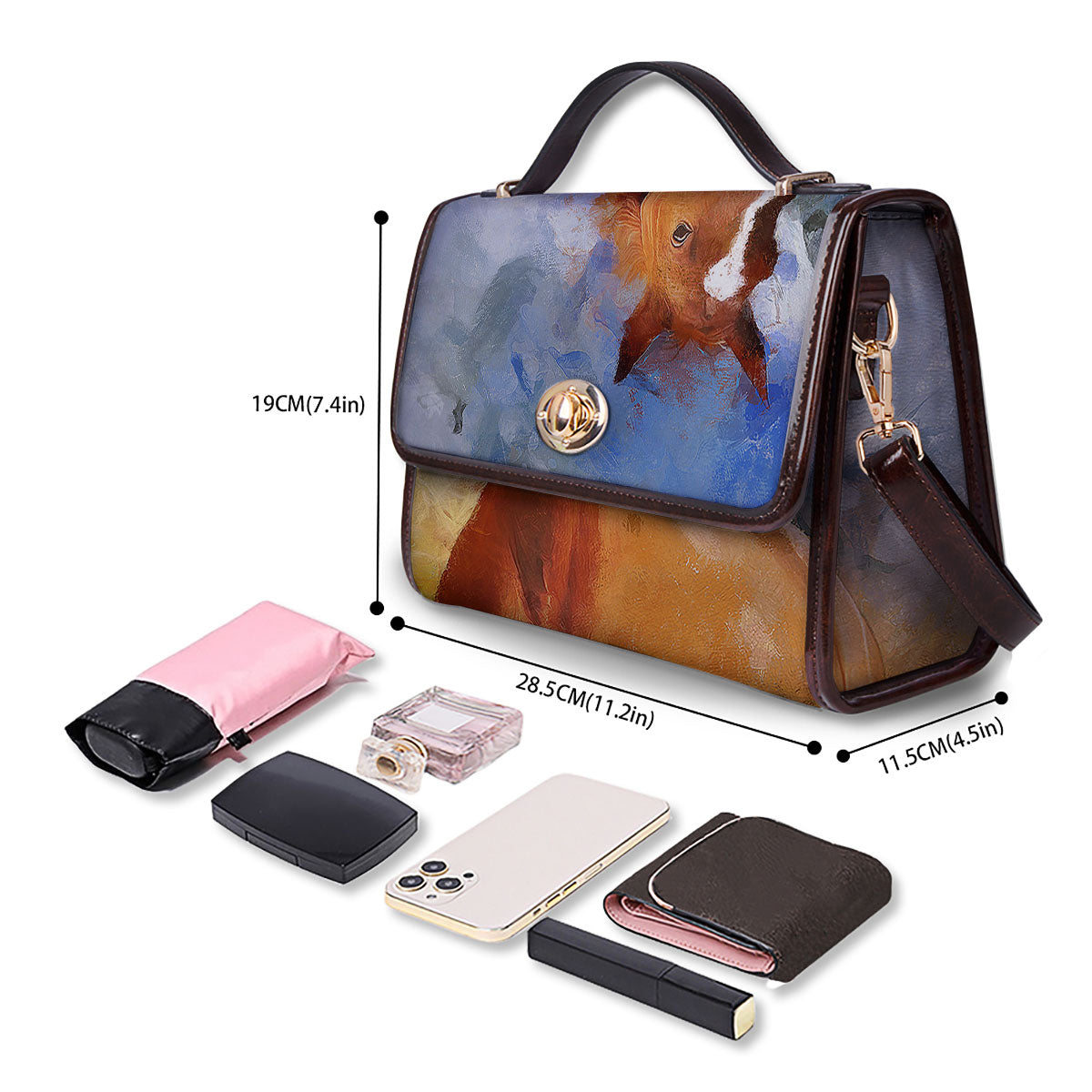 Painting Running Horses Print Women's Satchel Bag - Image 4