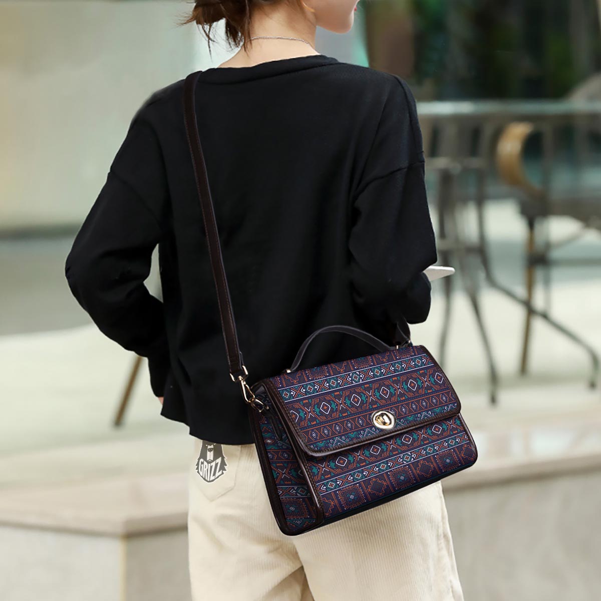 Navajo Retro Tribal Print Pattern Women's Satchel Bag - Image 3