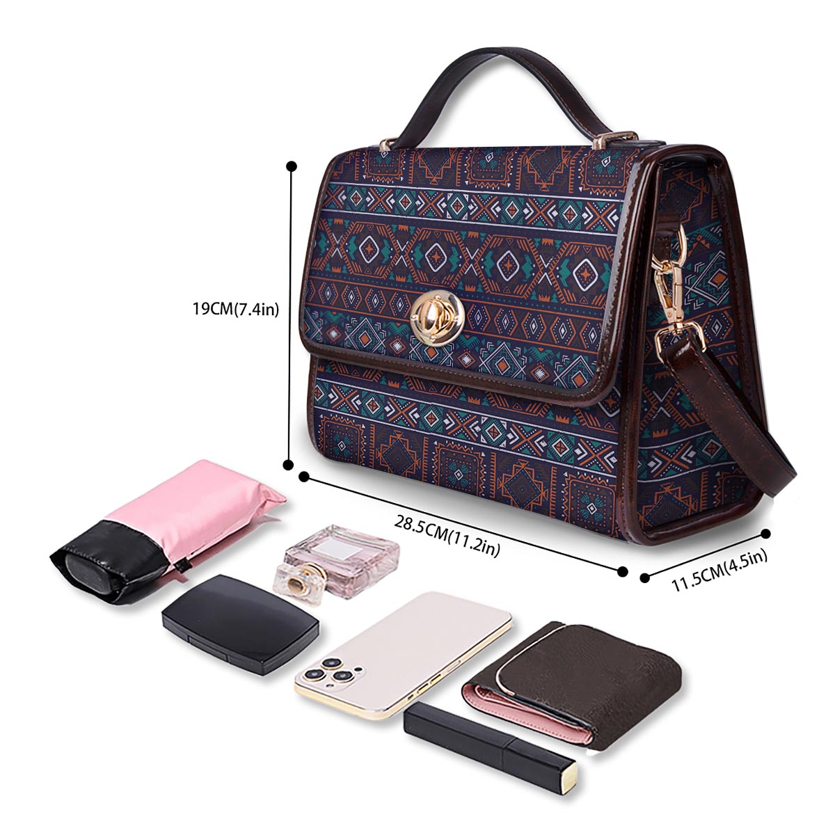 Navajo Retro Tribal Print Pattern Women's Satchel Bag - Image 4