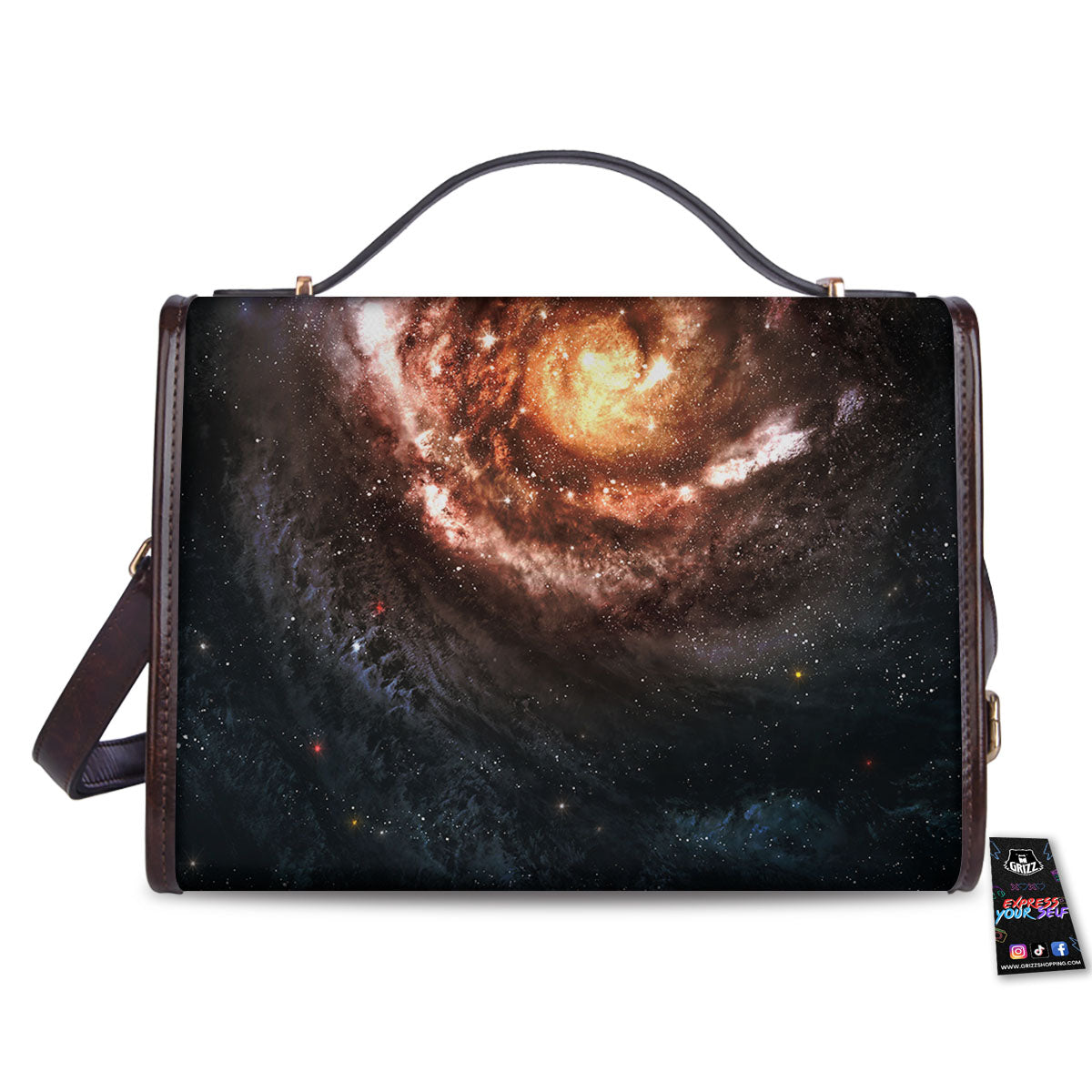 Milky Way Spiral Print Women's Satchel Bag - Image 2