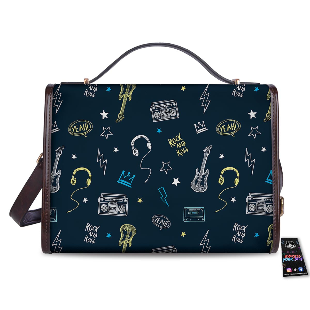 Music Rock And Roll Print Pattern Women's Satchel Bag - Image 2