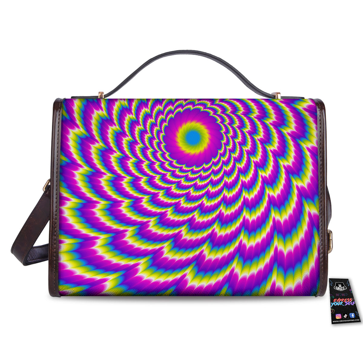 Moving Optical Illusion Spiral Colors Women's Satchel Bag - Image 2