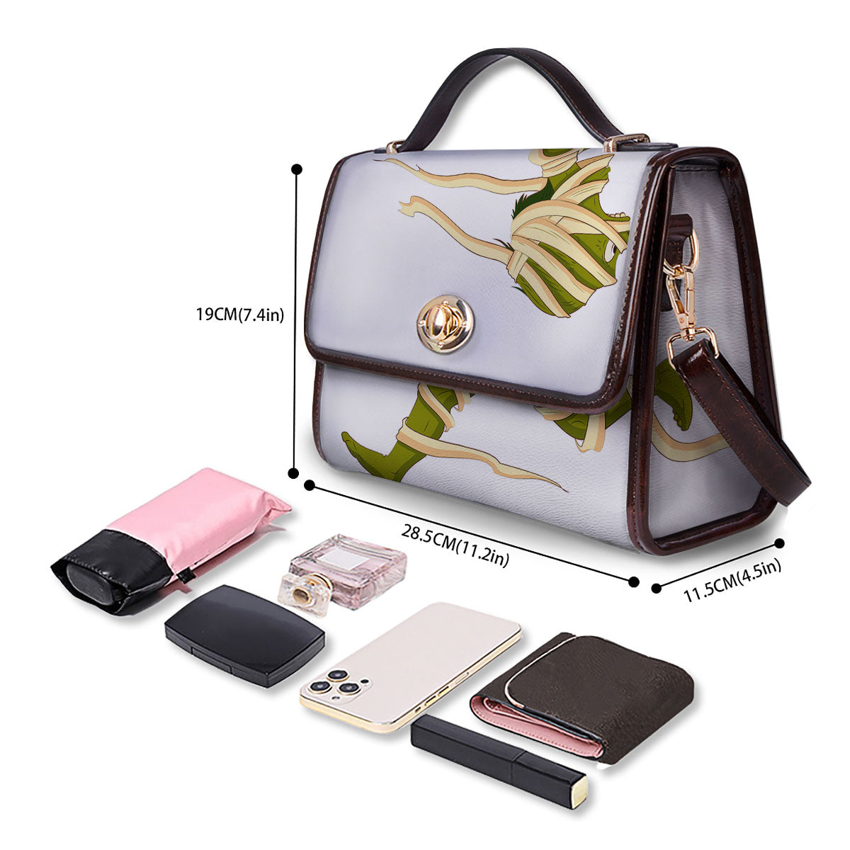 Mummy Running Print Women's Satchel Bag - Image 4