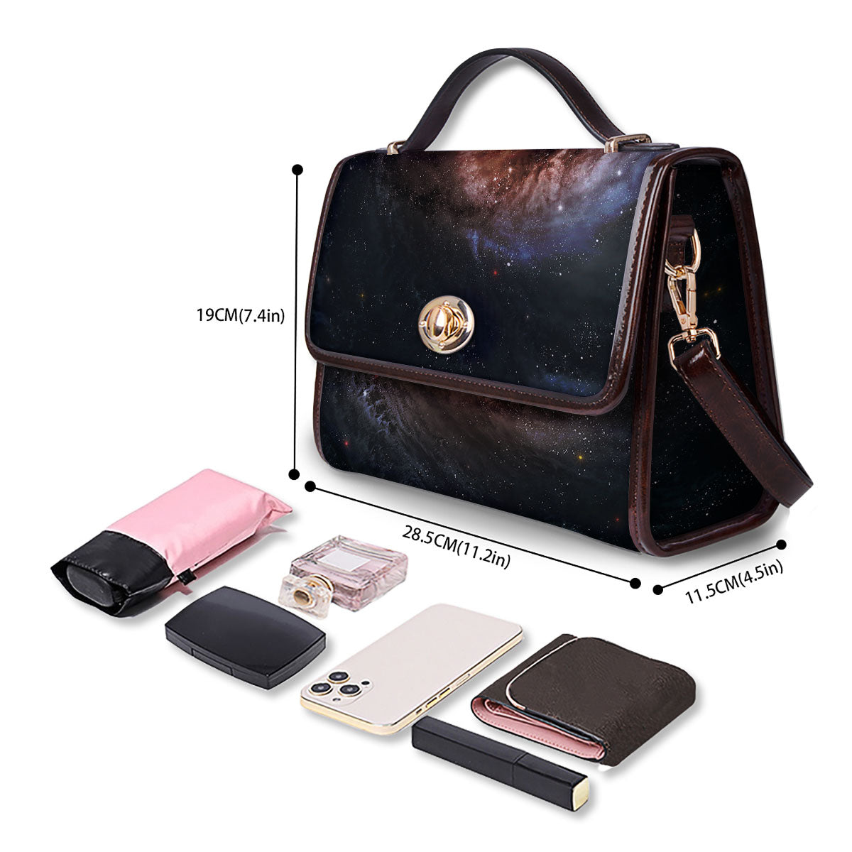 Milky Way Spiral Print Women's Satchel Bag - Image 4
