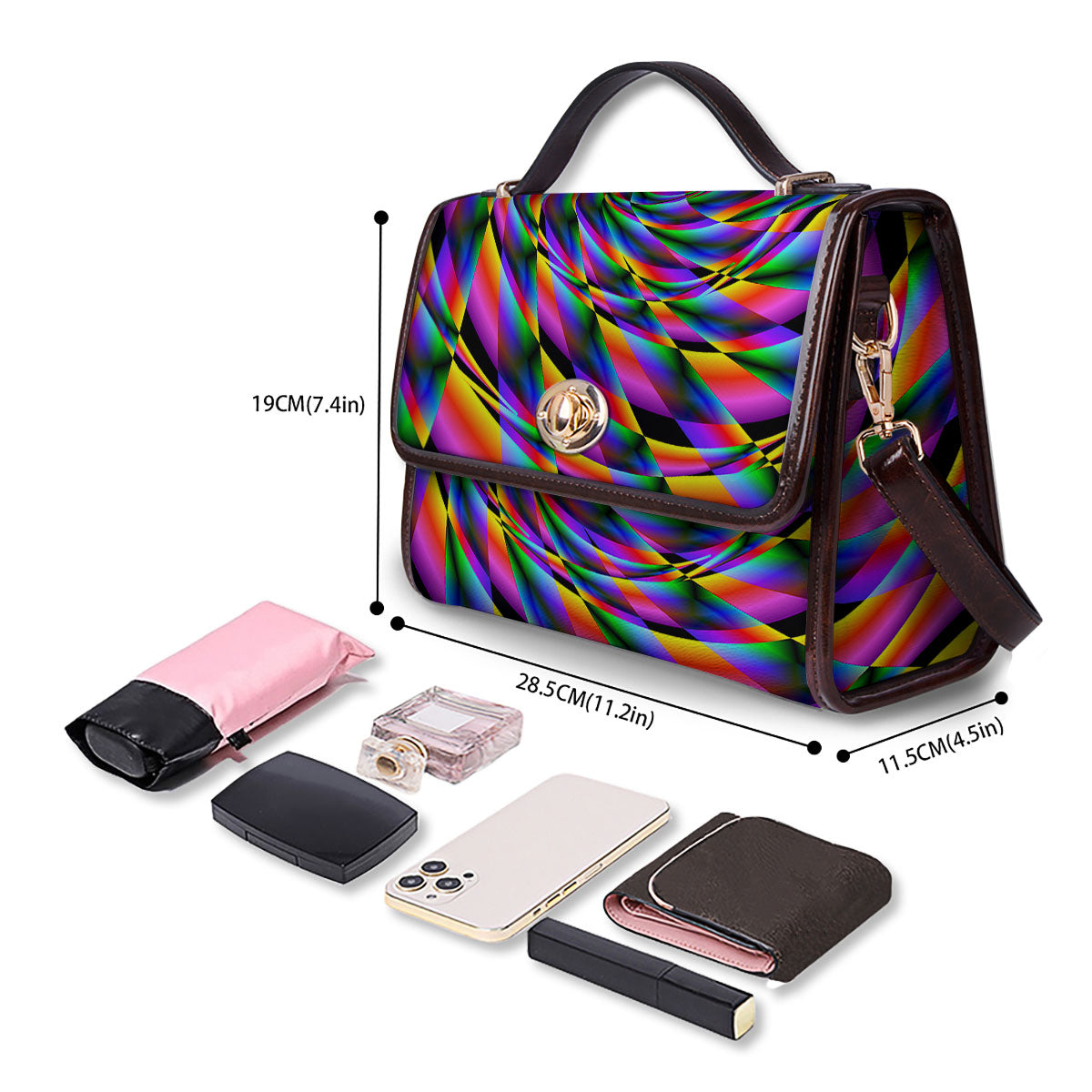 Motion Psychedelic Illusory Print Women's Satchel Bag - Image 4