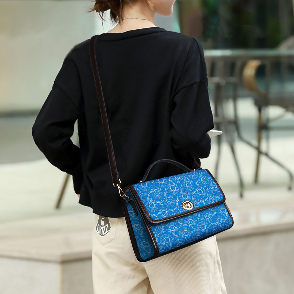 Bohemian Mandala Waves Print Pattern Women's Satchel Bag - Image 3