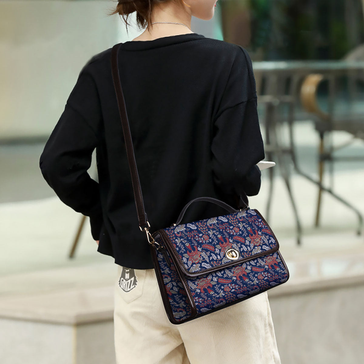 Bohemian Paisley Floral Print Pattern Women's Satchel Bag - Image 3