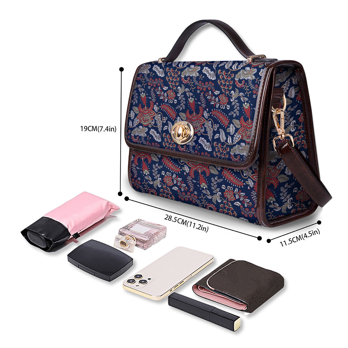 Bohemian Paisley Floral Print Pattern Women's Satchel Bag - Image 4