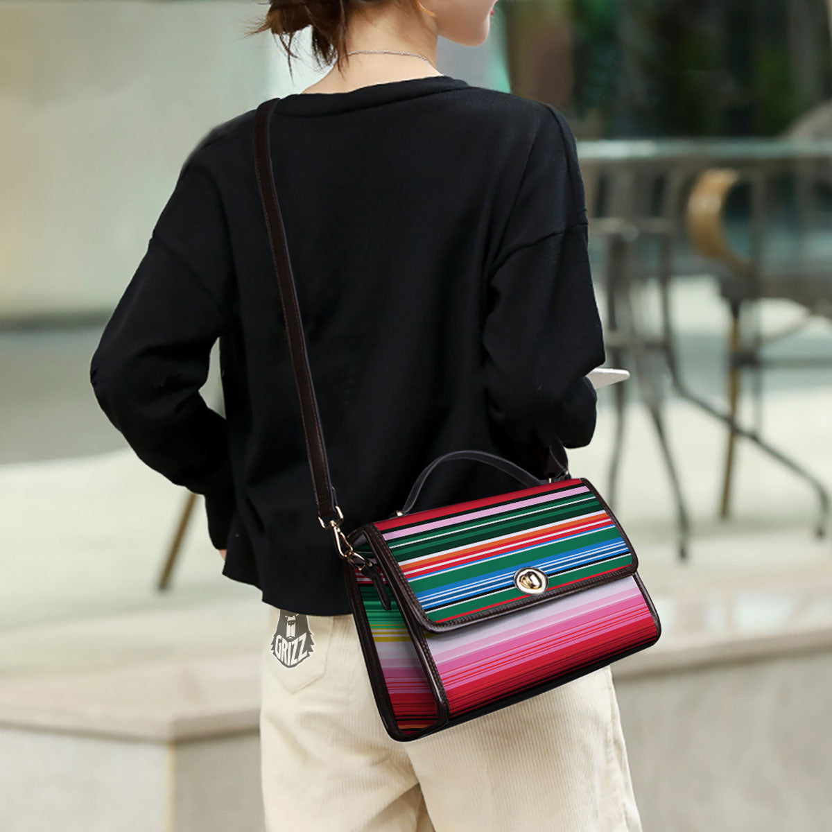 Blanket Mexican Serape Print Pattern Women's Satchel Bag - Image 3