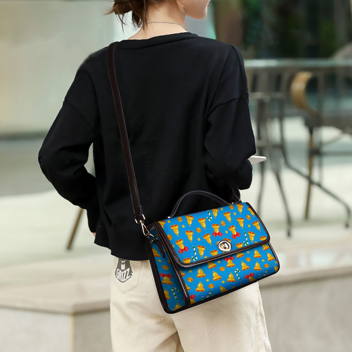 Bells Merry Christmas Print Pattern Women's Satchel Bag - Image 3