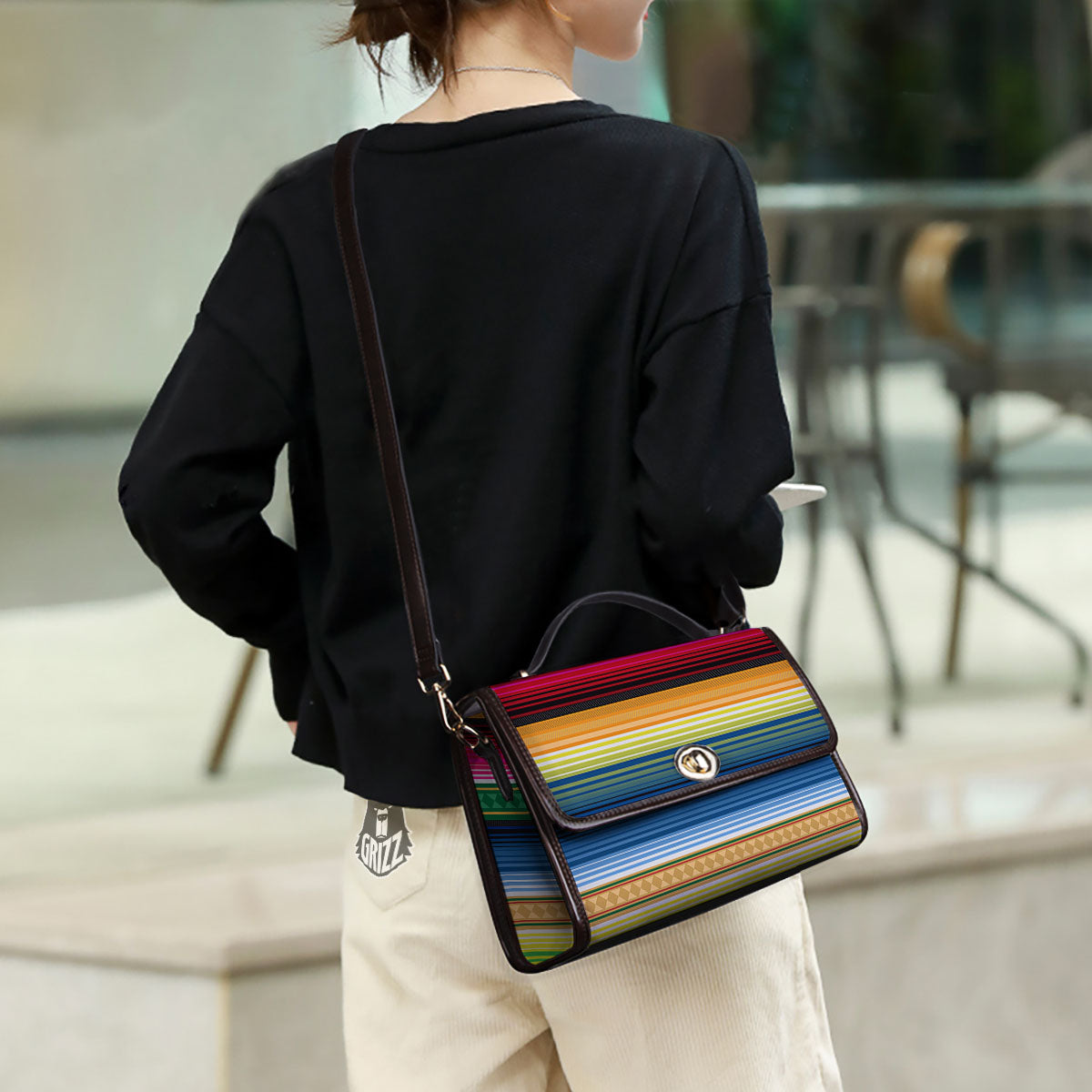 Blanket Mexican Striped Print Pattern Women's Satchel Bag - Image 3