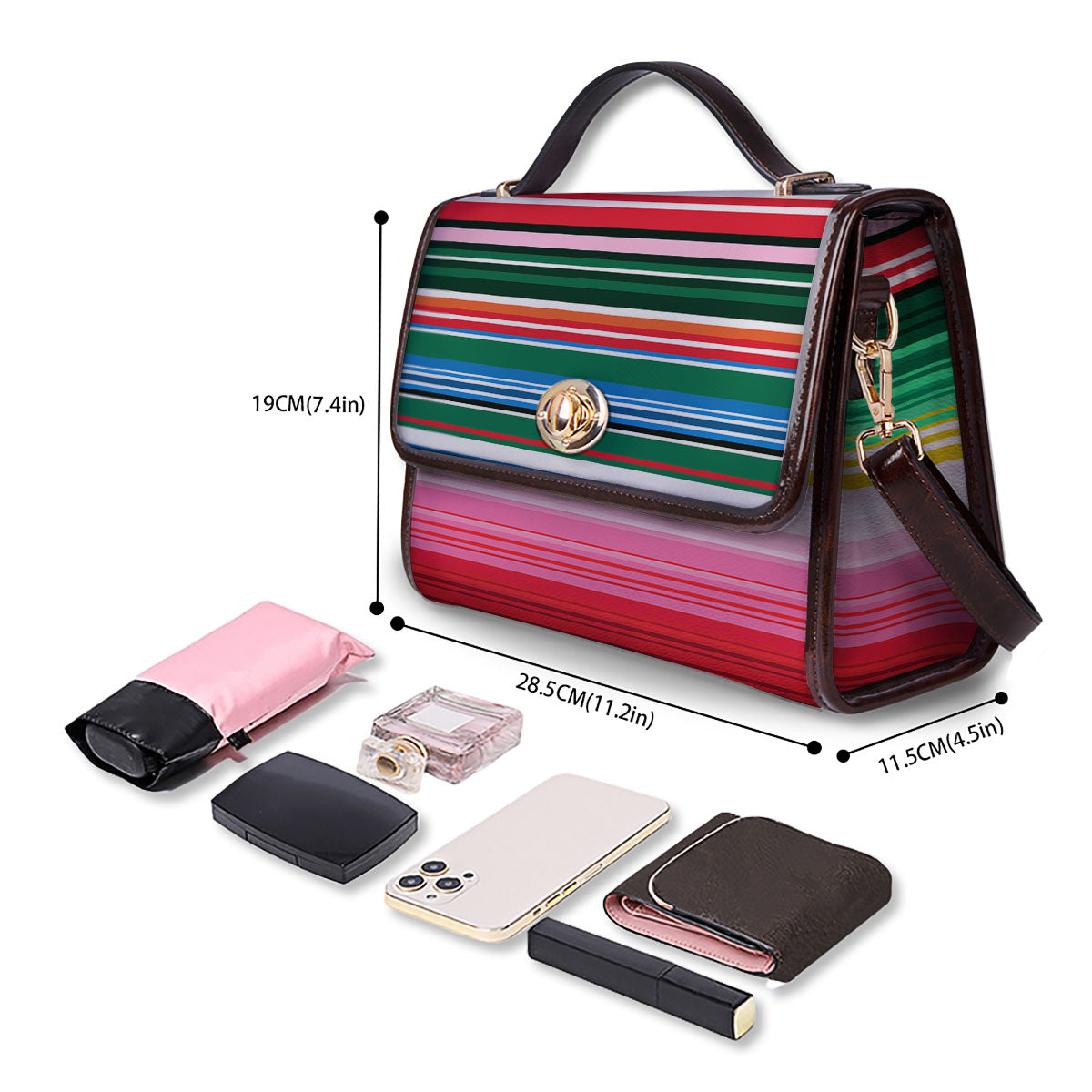 Blanket Mexican Serape Print Pattern Women's Satchel Bag - Image 4
