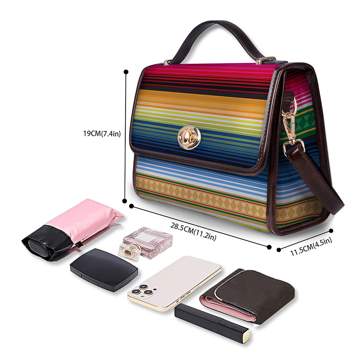Blanket Mexican Striped Print Pattern Women's Satchel Bag - Image 4