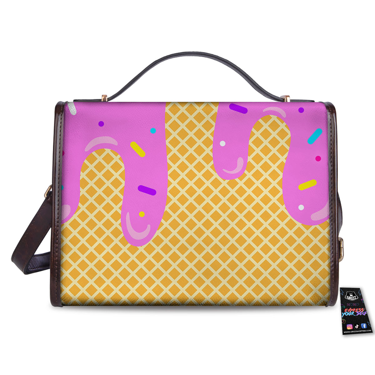 Melted Ice Cream Pink Print Women's Satchel Bag - Image 2